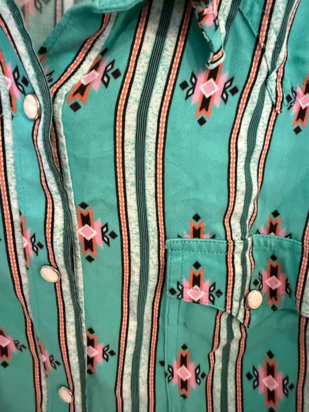 Wrangler Retro Southwestern Strip Snap Long Sleeve Shirt Western Top SIZE XL - Picture 4 of 8